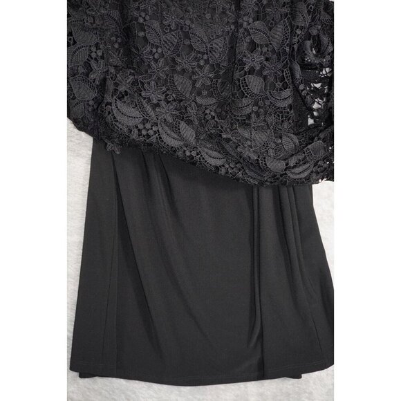 Lauren Ralph Lauren Black Lace Overlay Dress – Size 14 - Picture 6 of 10